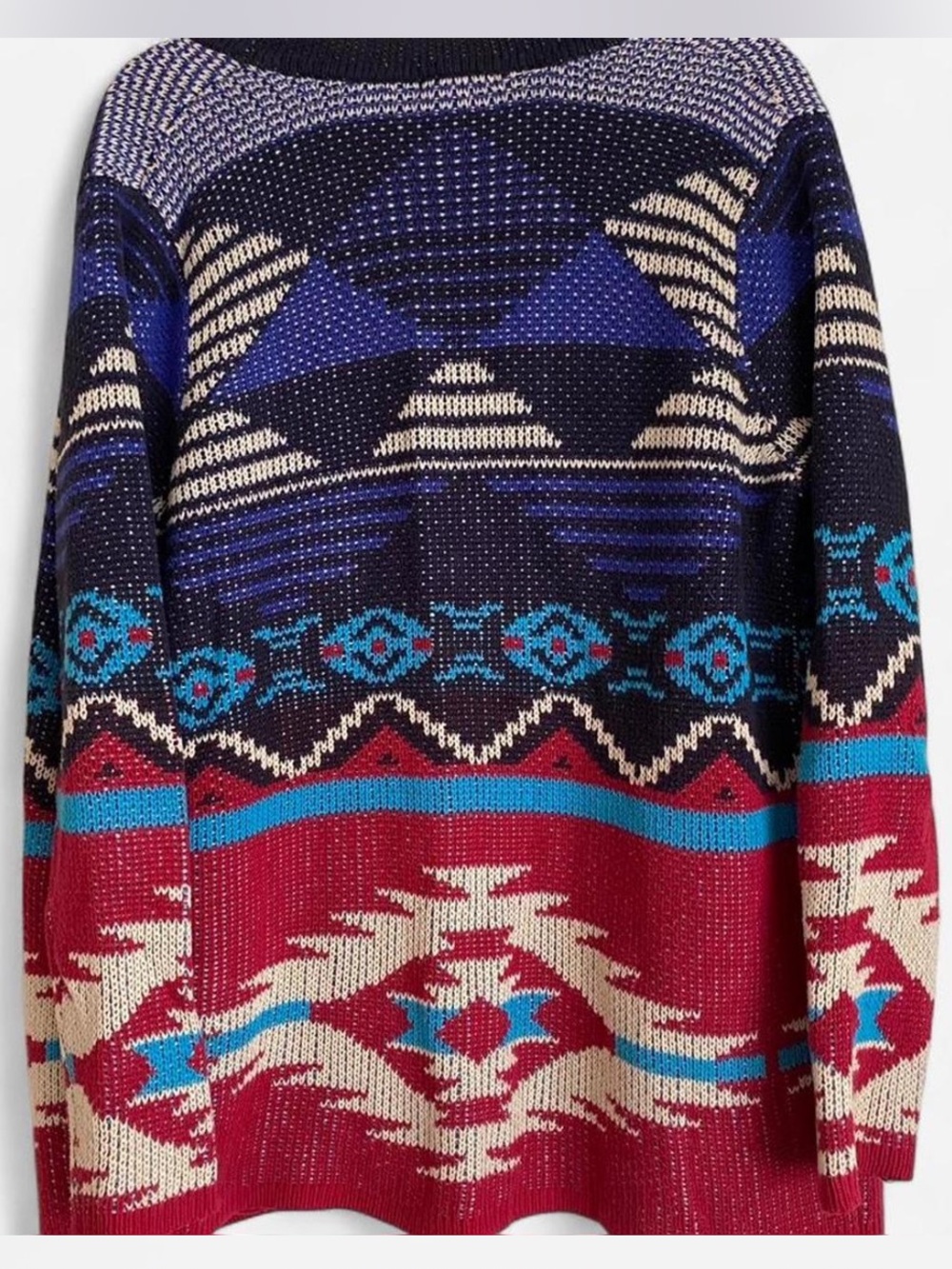 Open-Front Aztec Pattern Knit Cardigan Sweater - Picture 3 of 5
